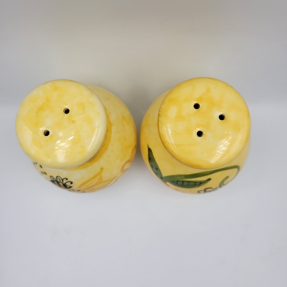 Vintage Hand Painted Bee & Flowers Salt and Pepper Shakers - Picture 2 of 4